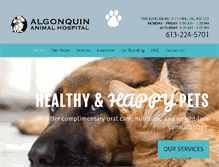 Tablet Screenshot of algonquinanimalhospital.ca